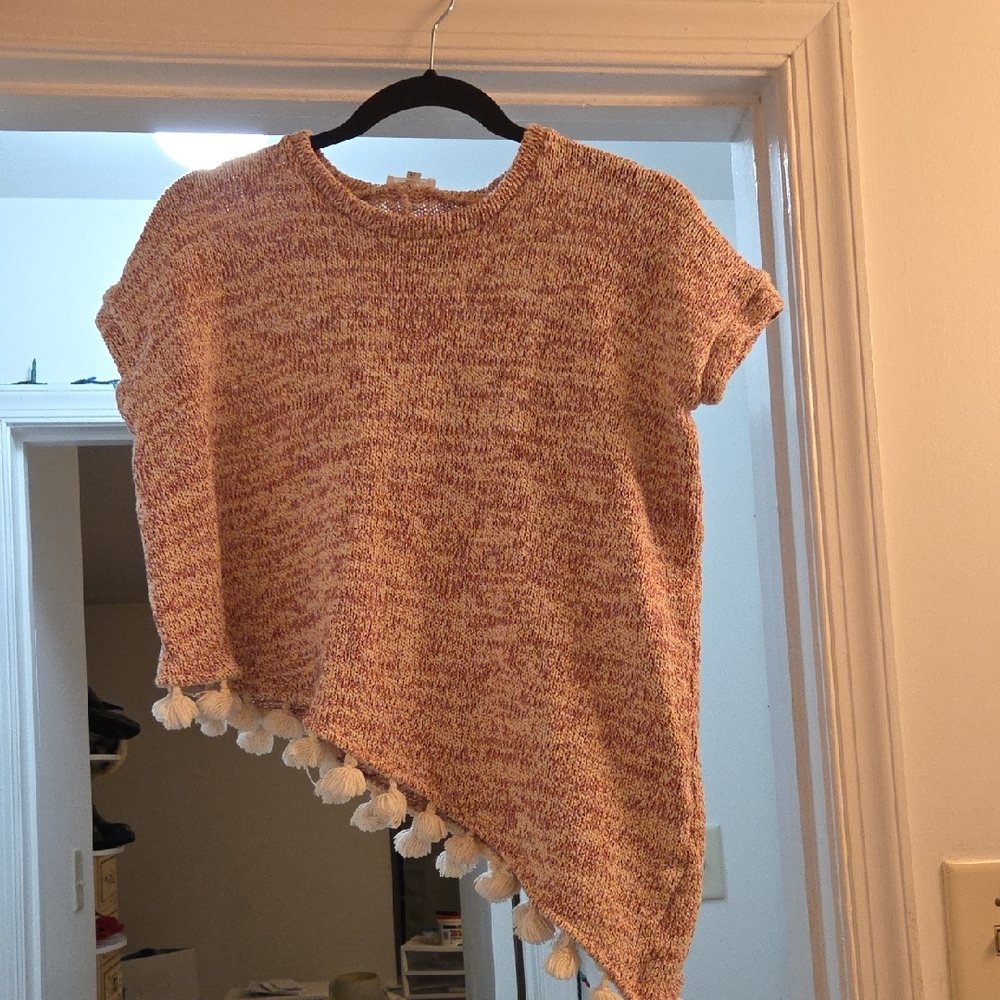 River Island Pink and White Asymmetrical Top